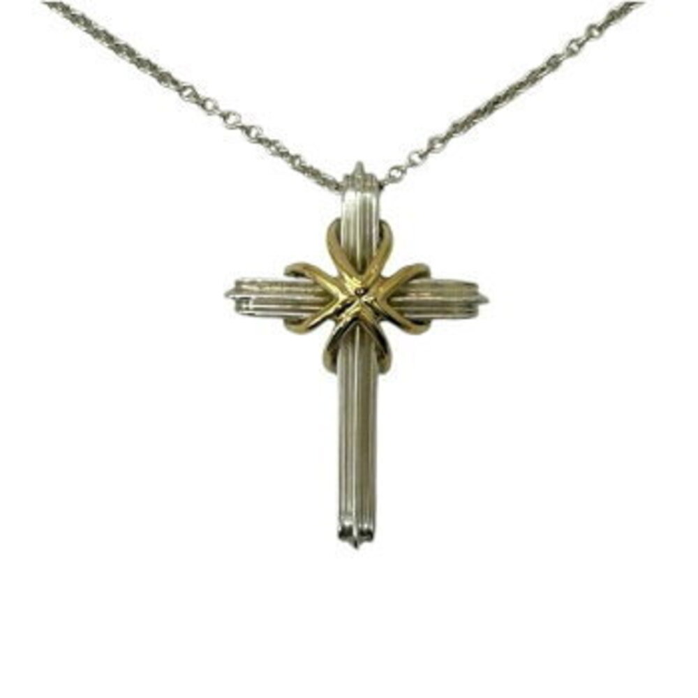TIFFANY CO Signature Crossbody Necklace Silver Combination Pendant
